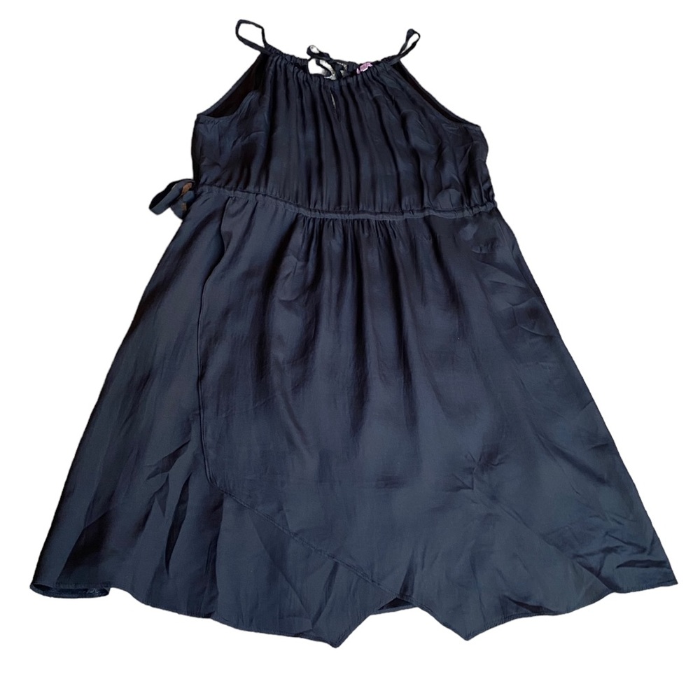 Calypso St. Barth 100% Silk Black Sleeveless Dress with Tie at Waist